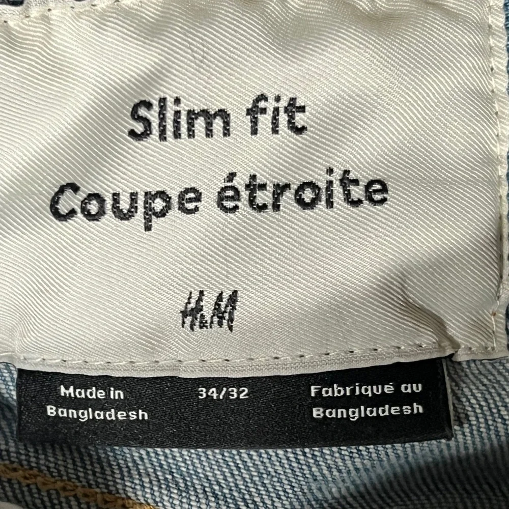 H&M Slim Fit Jeans Mens 34x32(30) Light Wash Blue Denim Stretch Pants 1024256 7